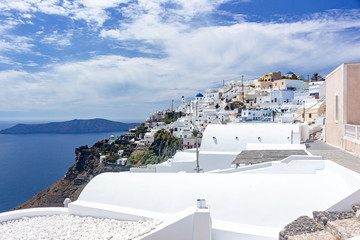 Typical white buildings in Imerofigli Santorini Greece