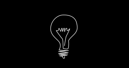 Light bulb is animated against black background