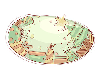 Xmas Tree Gifts Design Illustration