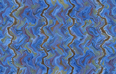 Oil painting background and texture. Magic moing waves. Bright colors. Large rough brush strokes.