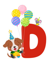Dog Birthday Alphabet Illustration