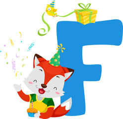 Obraz na płótnie Canvas Fox Birthday Alphabet Illustration