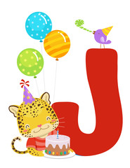 Jaguar Birthday Alphabet Illustration
