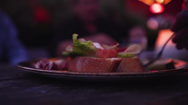 Eating Mixed Platter Tapas Shallow Depth of Field