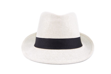 White Straw hat fasion for man isolated on white background