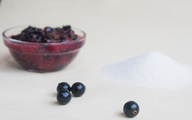 Black currant ground with sugar. Candid.