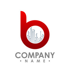 Letter B icon. Technology Smart logo, computer and data related business, hi-tech and innovative, electronic