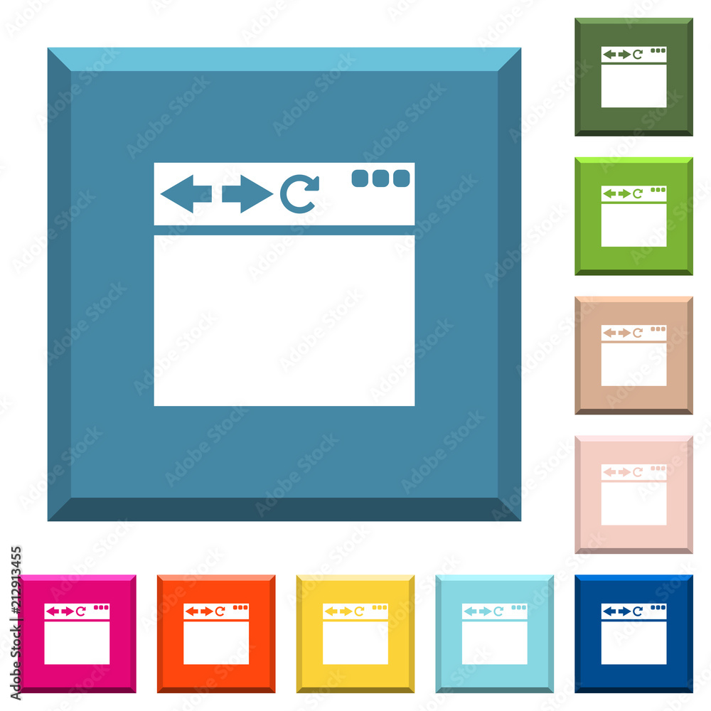 Aufkleber empty browser window white icons on edged square buttons