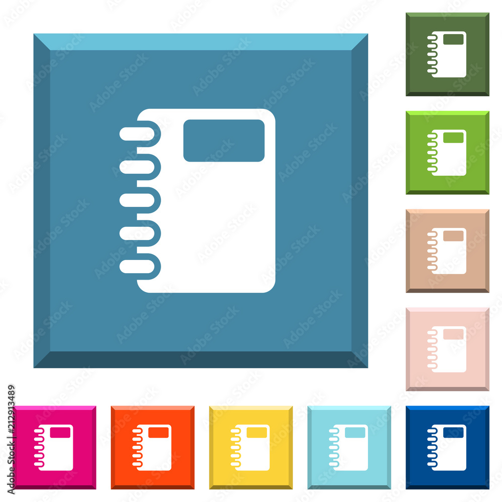 Poster spiral notebook white icons on edged square buttons