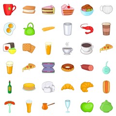 Good cafe icons set. Cartoon style of 36 good cafe vector icons for web isolated on white background