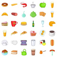 Naklejka na ściany i meble Cafe food icons set. Cartoon style of 36 cafe food vector icons for web isolated on white background