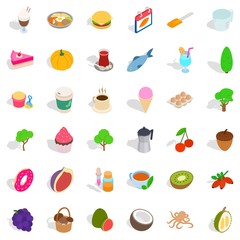 Vegetarian cafe icons set. Isometric style of 36 vegetarian cafe vector icons for web isolated on white background