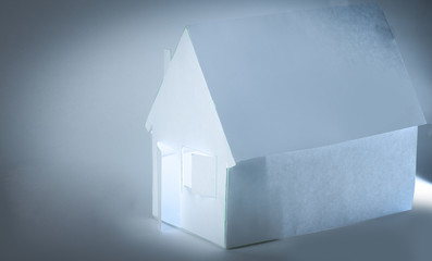 closeup of a paper house for the paper background.