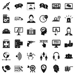 Call service icons set. Simple style of 36 call service vector icons for web isolated on white background