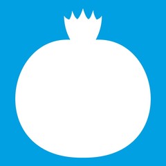 Ripe pomegranate icon white isolated on blue background vector illustration