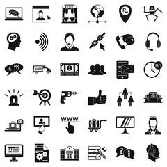 Operator icons set. Simple style of 36 operator vector icons for web isolated on white background