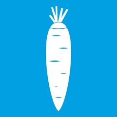 Carrot icon white isolated on blue background vector illustration
