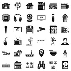 Camera icons set. Simple style of 36 camera vector icons for web isolated on white background