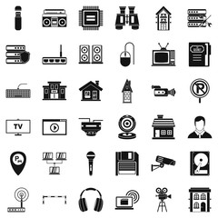 Studio camera icons set. Simple style of 36 studio camera vector icons for web isolated on white background