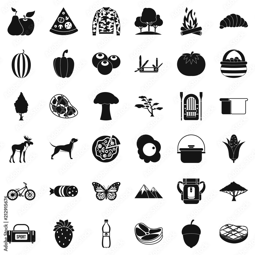 Aufkleber nature icons set. simple style of 36 nature vector icons for web isolated on white background