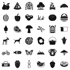 Nature icons set. Simple style of 36 nature vector icons for web isolated on white background