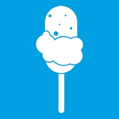 Ice Cream icon white isolated on blue background vector illustration