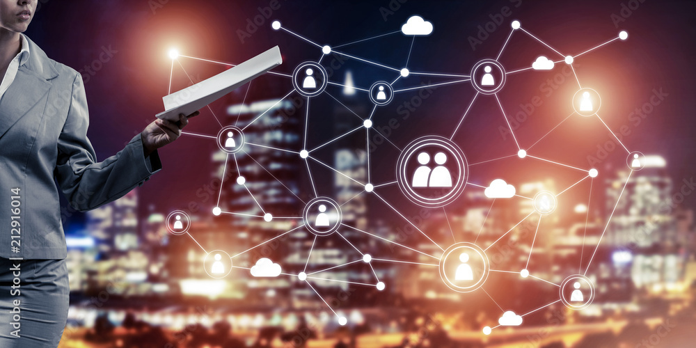 Aufkleber concept of modern business networking that connect and cooperate