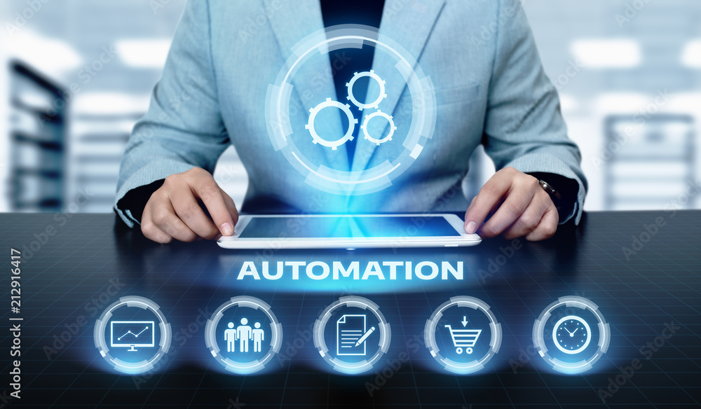 Poster automation software technology process system business concept