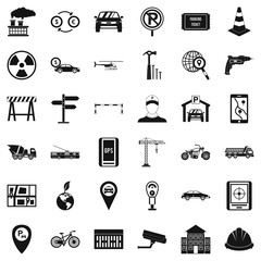Radio taxi icons set. Simple style of 36 radio taxi vector icons for web isolated on white background