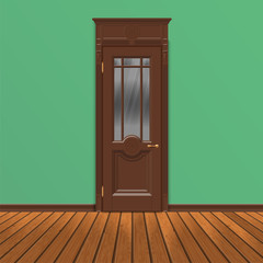 wooden entrance door vector