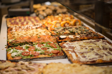 Traditional italian pizza stall in the street