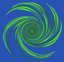Dessin d'une hélice en forme de spirale en vert et bleu