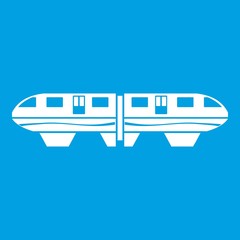 Monorail train icon white isolated on blue background vector illustration