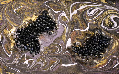 Marble abstract acrylic background. Marbling artwork texture. Agate ripple pattern. Gold powder.