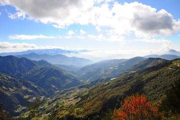 Beautiful Landscape and clouds in Autumn in Hehuan Mountain, Nantou, Taiwan