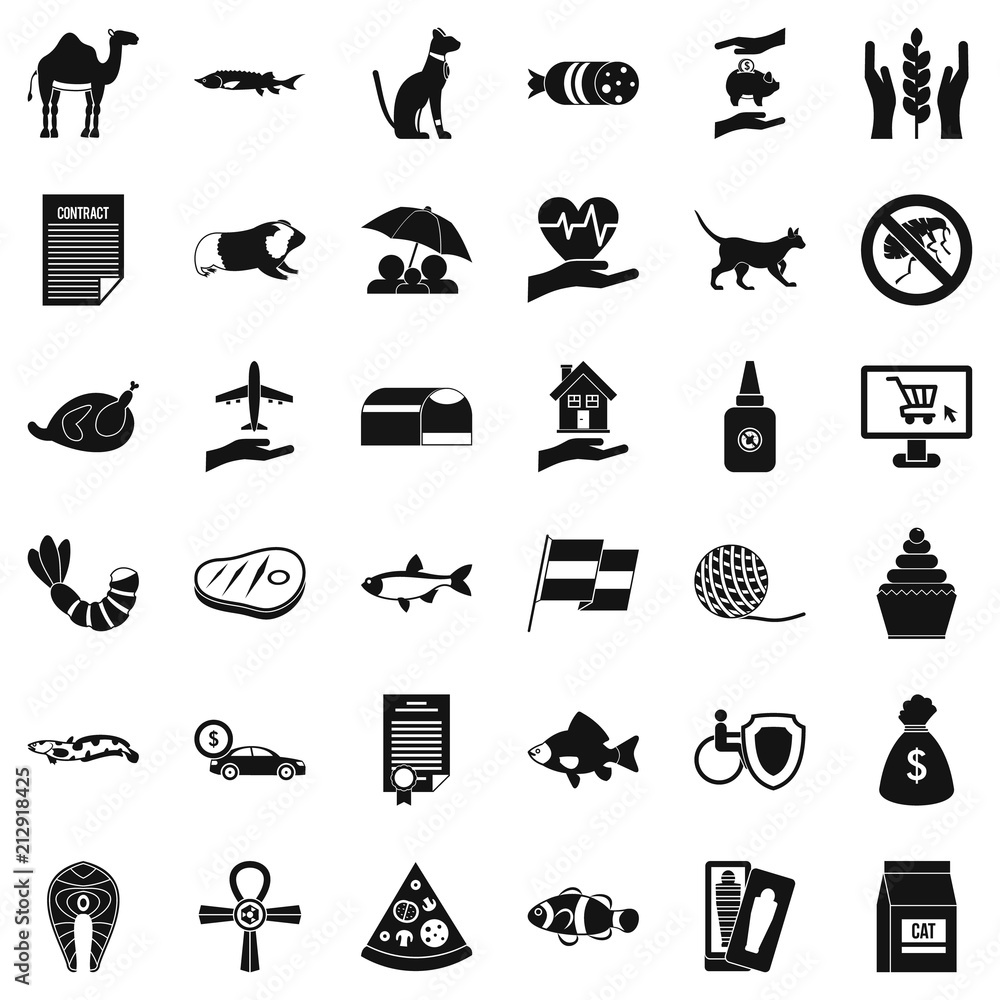Aufkleber wild cat icons set. simple style of 36 wild cat vector icons for web isolated on white background