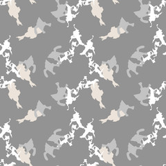 Military camouflage seamless pattern in different shades of grey and beige colors