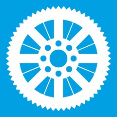 Obraz premium Sprocket from bike icon white isolated on blue background vector illustration