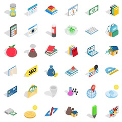 Chemistry education icons set. Isometric style of 36 chemistry education vector icons for web isolated on white background