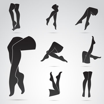 Legs of woman - vector icon set. Different poses.