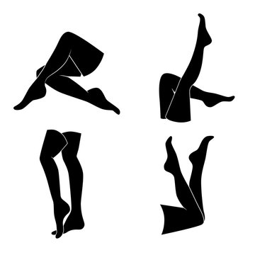 Legs of woman - seductive, beauty poe. Vector icon set.