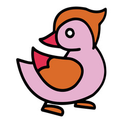 Cute duck cartoon illustration isolated on white background for children color book