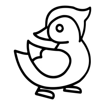 Cute duck cartoon illustration isolated on white background for children color book