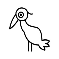 Cute stork cartoon illustration isolated on white background for children color book