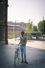 man with a vintage bicycle
