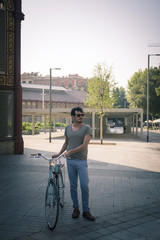 man with a vintage bicycle
