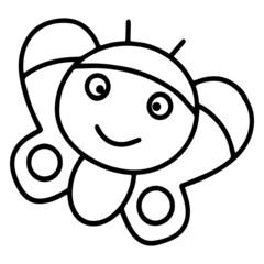 Cute butterfly cartoon illustration isolated on white background for children color book