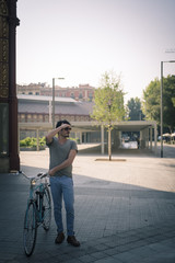 man with a vintage bicycle