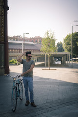 man with a vintage bicycle