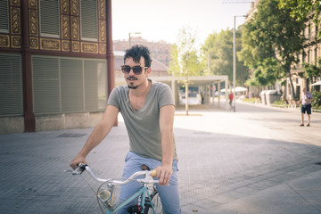 man with a vintage bicycle